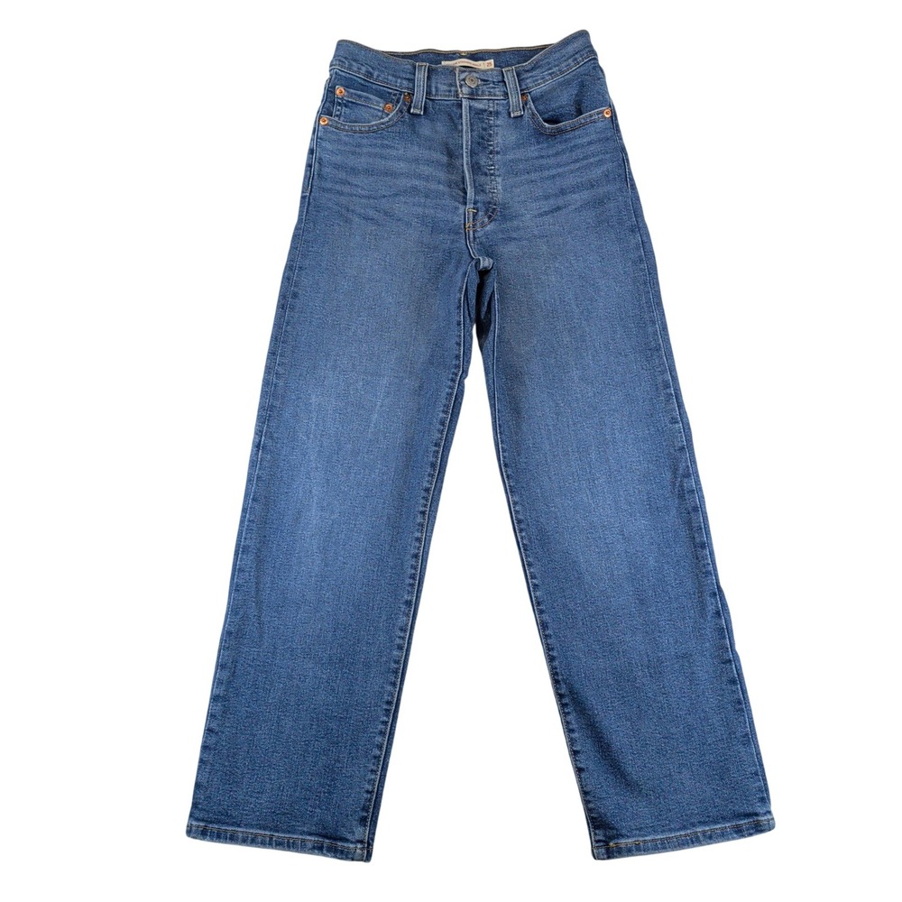 Levis Ribcage Straight Ankle Jeans Womens 25 Blue Medium Wash 72693-0121
